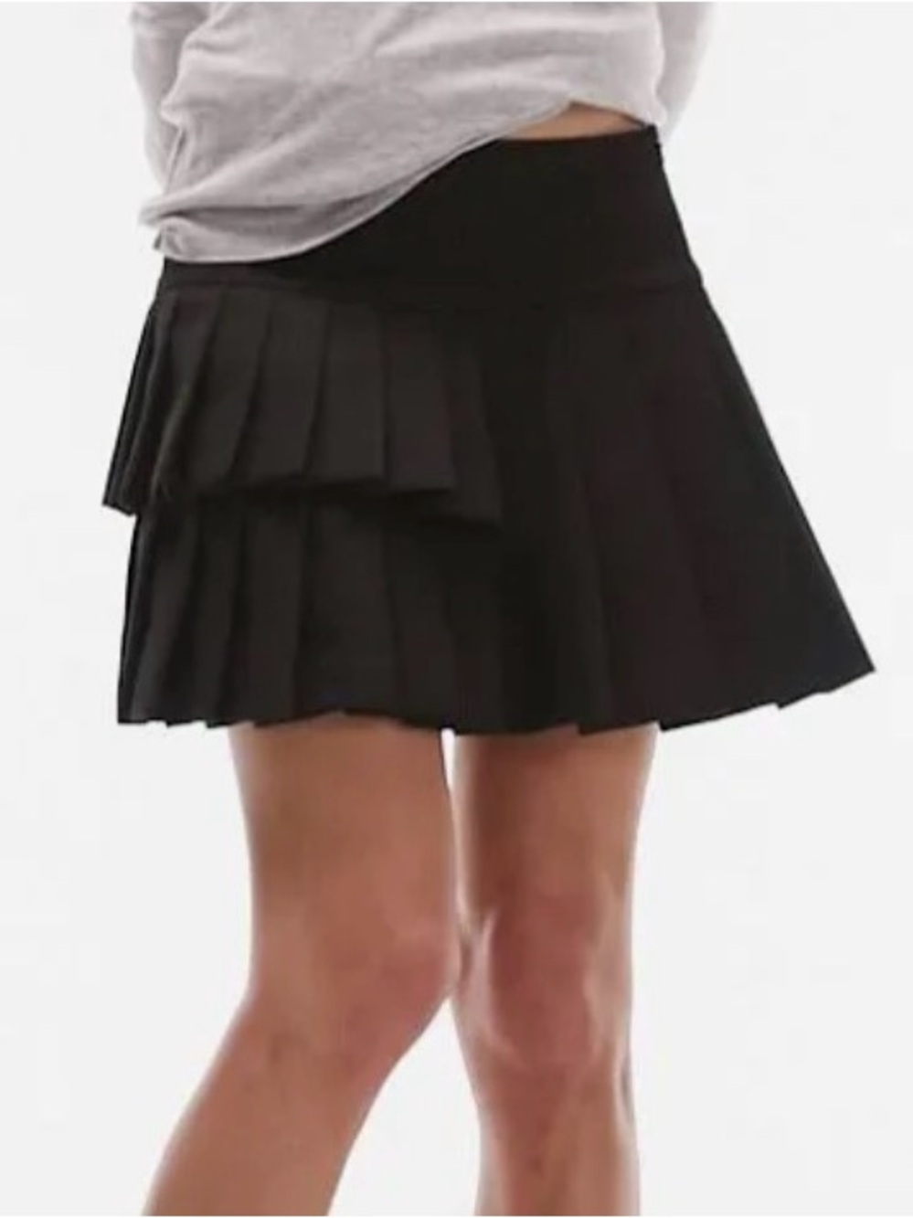 Topshop Black Pleated Tiered Mini Skirt
